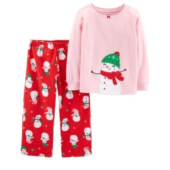 NWT Carter's 2-Piece Christmas Snowman Fleece PJs - Picture 1 of 2
